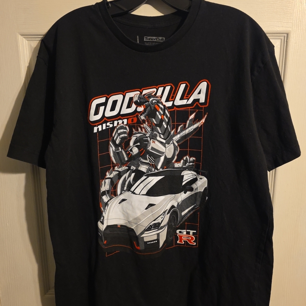 Tuner Cult Godzilla Nissan Nismo GTR x Mecha-Godzilla Shirt Mens Large Red Black